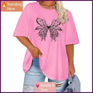 Plus Size Oversized Crewneck Tee Casual Blouse Short Sleeve Women's Top